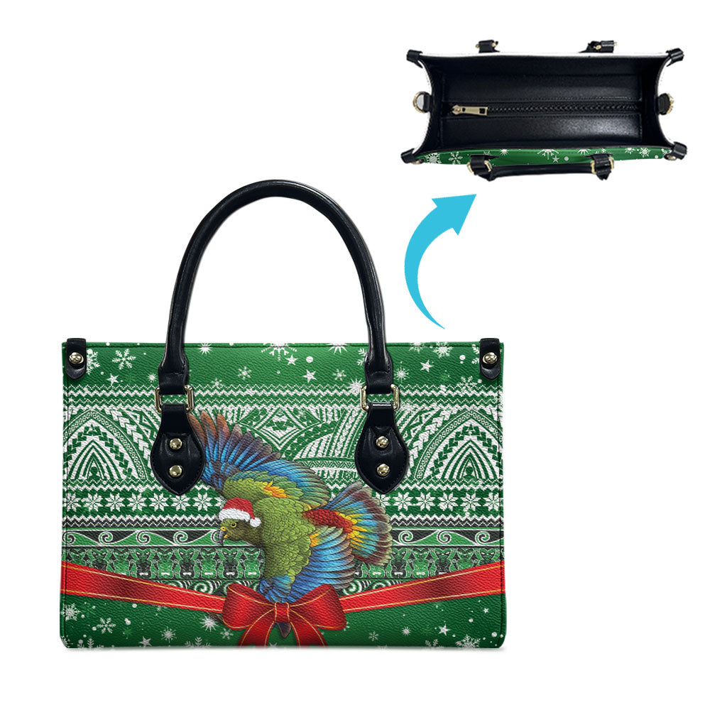 New Zealand Kea Bird Christmas Leather Bag Maori Inspired Knitted Patterns