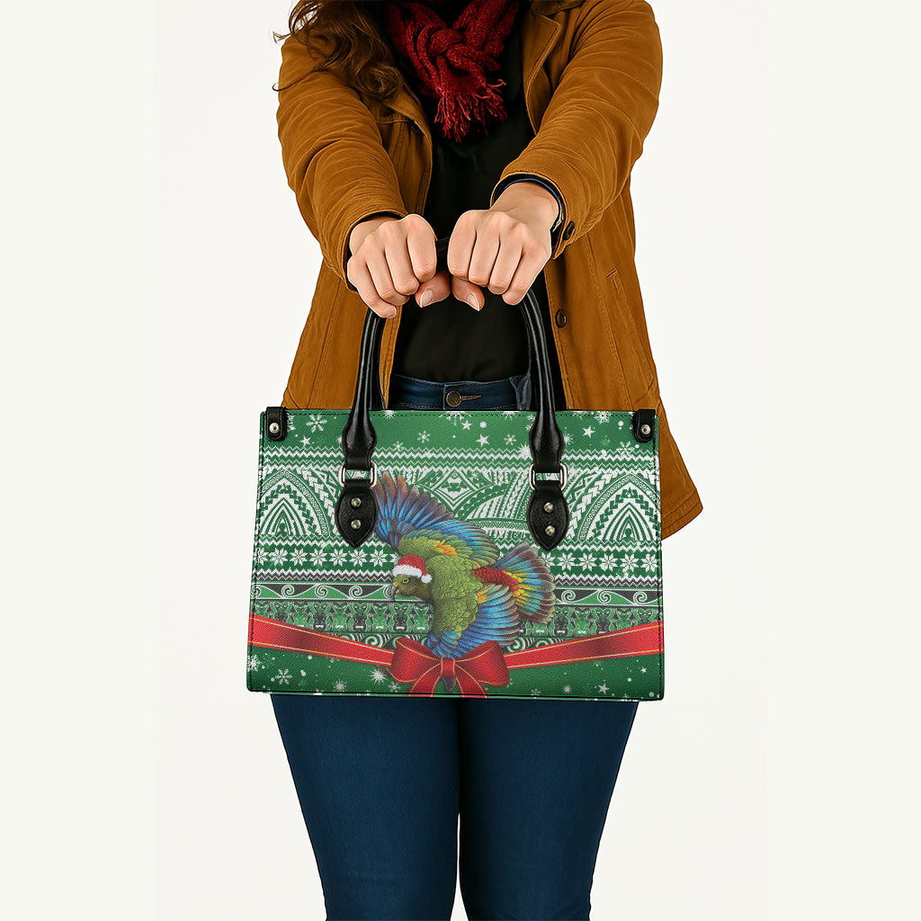 New Zealand Kea Bird Christmas Leather Bag Maori Inspired Knitted Patterns