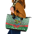 New Zealand Kea Bird Christmas Leather Tote Bag Maori Inspired Knitted Patterns