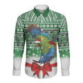 New Zealand Kea Bird Christmas Long Sleeve Button Shirt Maori Inspired Knitted Patterns