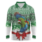 New Zealand Kea Bird Christmas Long Sleeve Polo Shirt Maori Inspired Knitted Patterns