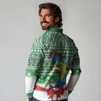 New Zealand Kea Bird Christmas Long Sleeve Polo Shirt Maori Inspired Knitted Patterns