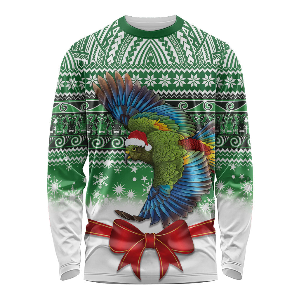 New Zealand Kea Bird Christmas Long Sleeve Shirt Maori Inspired Knitted Patterns