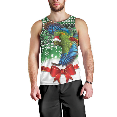 New Zealand Kea Bird Christmas Men Tank Top Maori Inspired Knitted Patterns