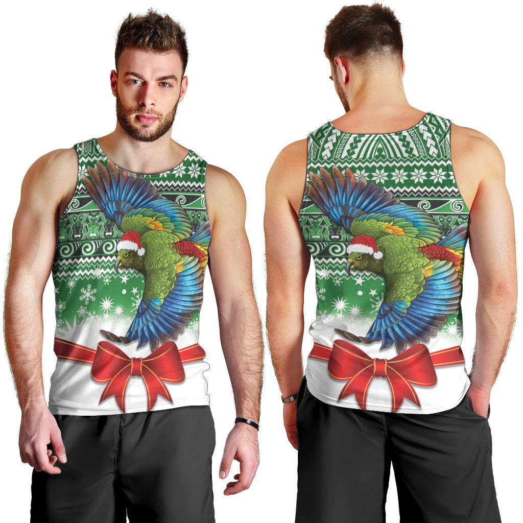 New Zealand Kea Bird Christmas Men Tank Top Maori Inspired Knitted Patterns