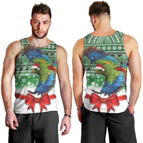 New Zealand Kea Bird Christmas Men Tank Top Maori Inspired Knitted Patterns