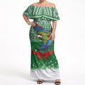 New Zealand Kea Bird Christmas Off Shoulder Maxi Dress Maori Inspired Knitted Patterns