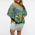 New Zealand Kea Bird Christmas Off Shoulder Short Dress Maori Inspired Knitted Patterns