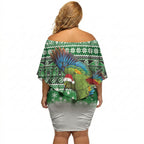 New Zealand Kea Bird Christmas Off Shoulder Short Dress Maori Inspired Knitted Patterns