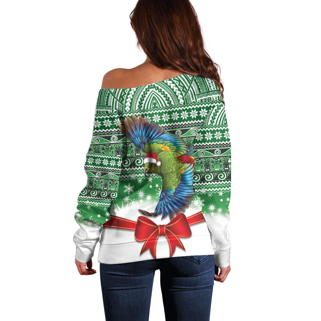 New Zealand Kea Bird Christmas Off Shoulder Sweater Maori Inspired Knitted Patterns