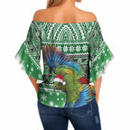 New Zealand Kea Bird Christmas Off Shoulder Wrap Waist Top Maori Inspired Knitted Patterns