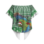 New Zealand Kea Bird Christmas Off Shoulder Wrap Waist Top Maori Inspired Knitted Patterns