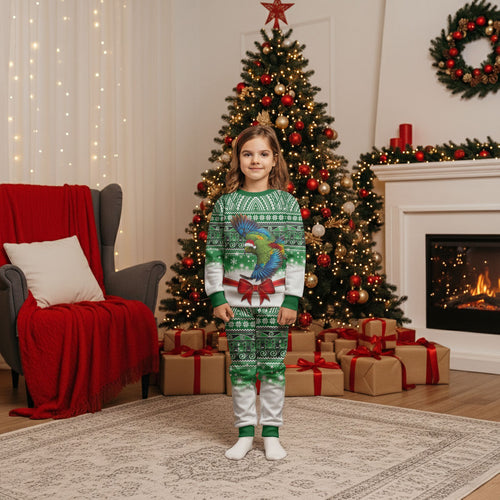 New Zealand Kea Bird Christmas Pajama Set Maori Inspired Knitted Patterns
