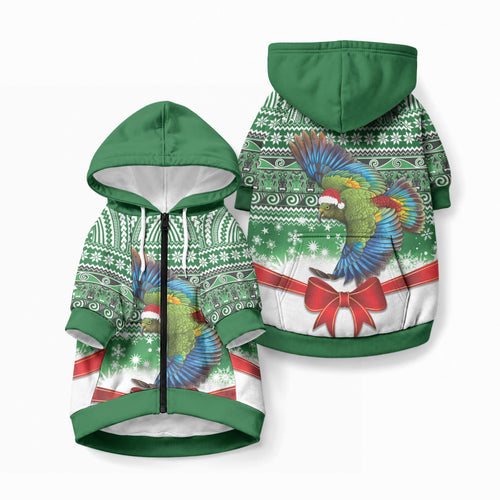 New Zealand Kea Bird Christmas Pet Hoodie Maori Inspired Knitted Patterns