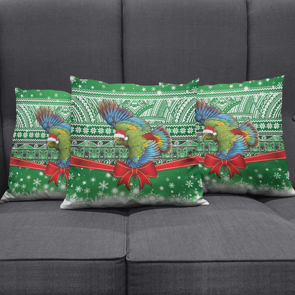 New Zealand Kea Bird Christmas Pillow Cover Maori Inspired Knitted Patterns