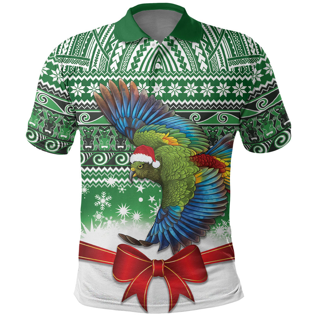 New Zealand Kea Bird Christmas Polo Shirt Maori Inspired Knitted Patterns