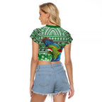 New Zealand Kea Bird Christmas Raglan Cropped T Shirt Maori Inspired Knitted Patterns