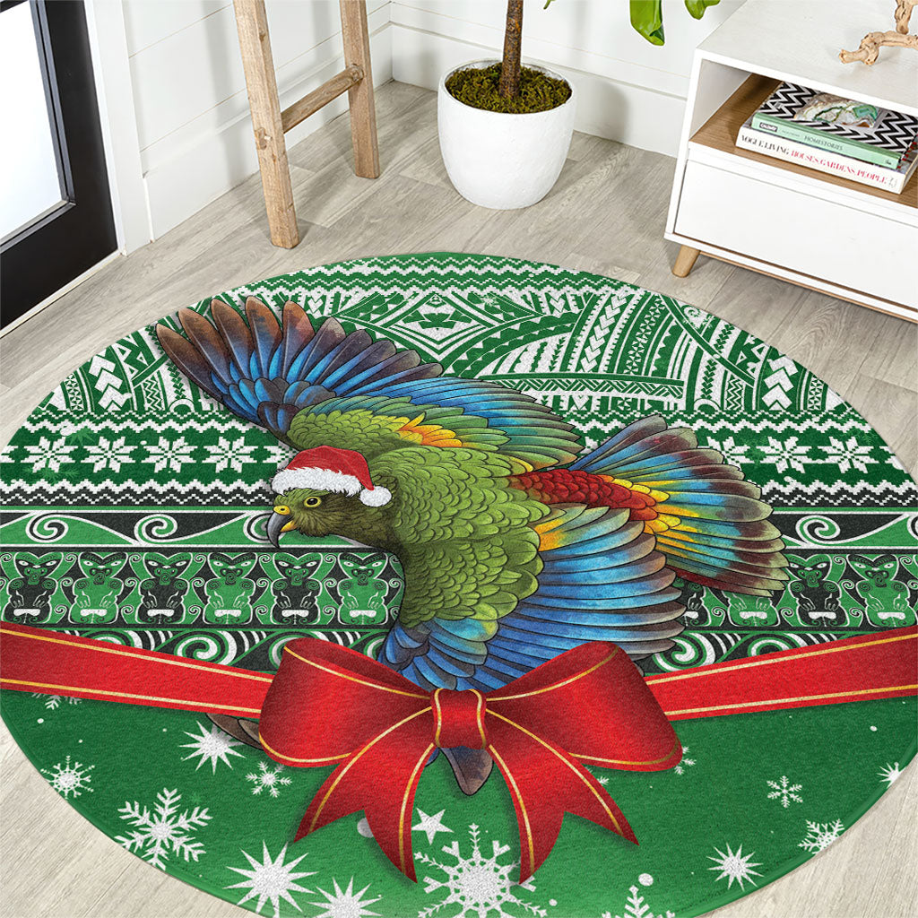 New Zealand Kea Bird Christmas Round Carpet Maori Inspired Knitted Patterns