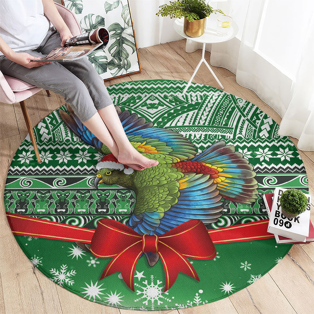 New Zealand Kea Bird Christmas Round Carpet Maori Inspired Knitted Patterns