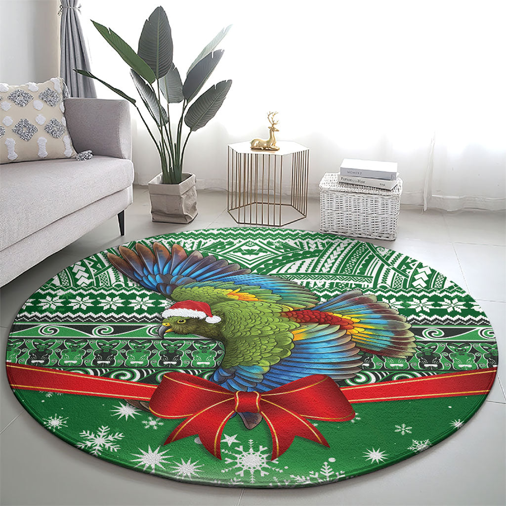 New Zealand Kea Bird Christmas Round Carpet Maori Inspired Knitted Patterns
