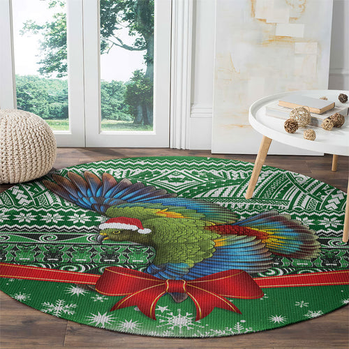 New Zealand Kea Bird Christmas Round Carpet Maori Inspired Knitted Patterns