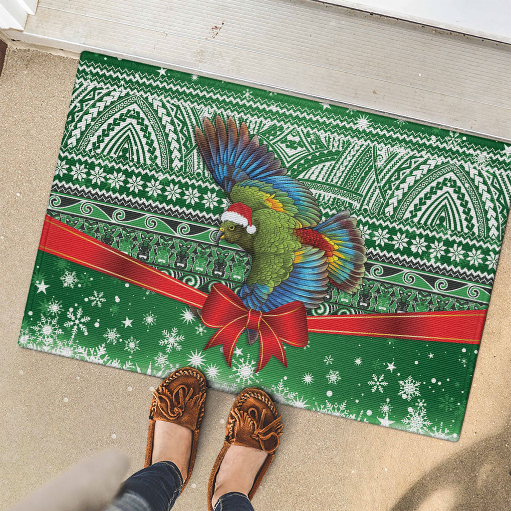 New Zealand Kea Bird Christmas Rubber Doormat Maori Inspired Knitted Patterns