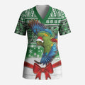 New Zealand Kea Bird Christmas Scrub Top Maori Inspired Knitted Patterns