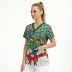 New Zealand Kea Bird Christmas Scrub Top Maori Inspired Knitted Patterns