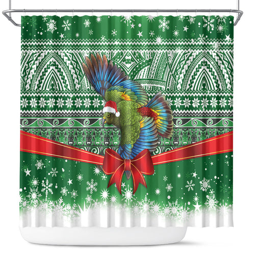 New Zealand Kea Bird Christmas Shower Curtain Maori Inspired Knitted Patterns