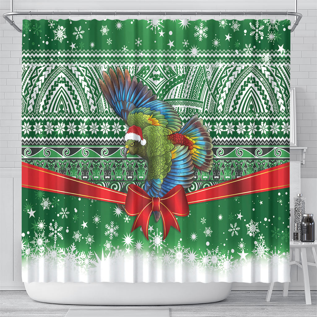 New Zealand Kea Bird Christmas Shower Curtain Maori Inspired Knitted Patterns