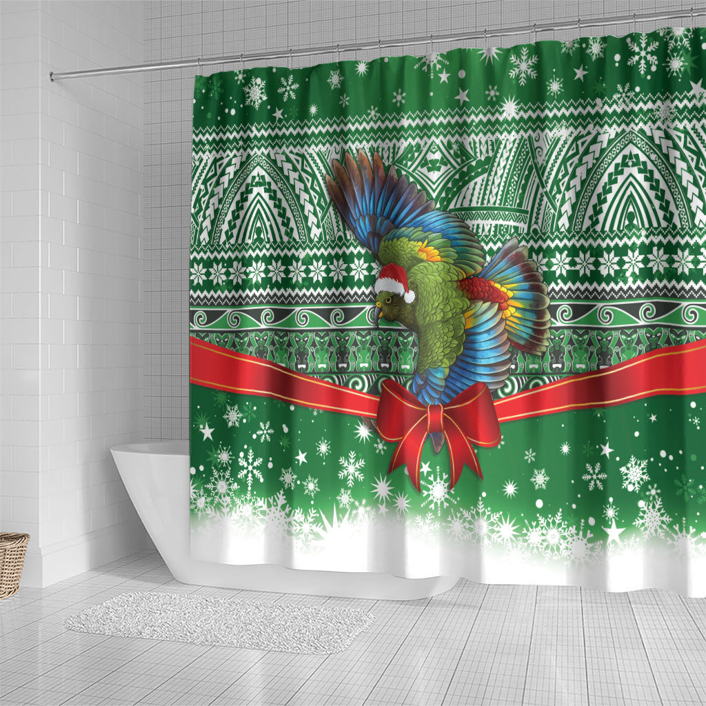 New Zealand Kea Bird Christmas Shower Curtain Maori Inspired Knitted Patterns