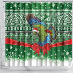 New Zealand Kea Bird Christmas Shower Curtain Maori Inspired Knitted Patterns