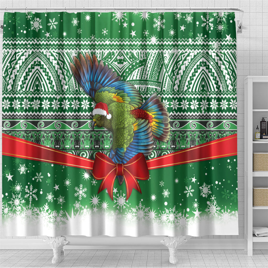 New Zealand Kea Bird Christmas Shower Curtain Maori Inspired Knitted Patterns