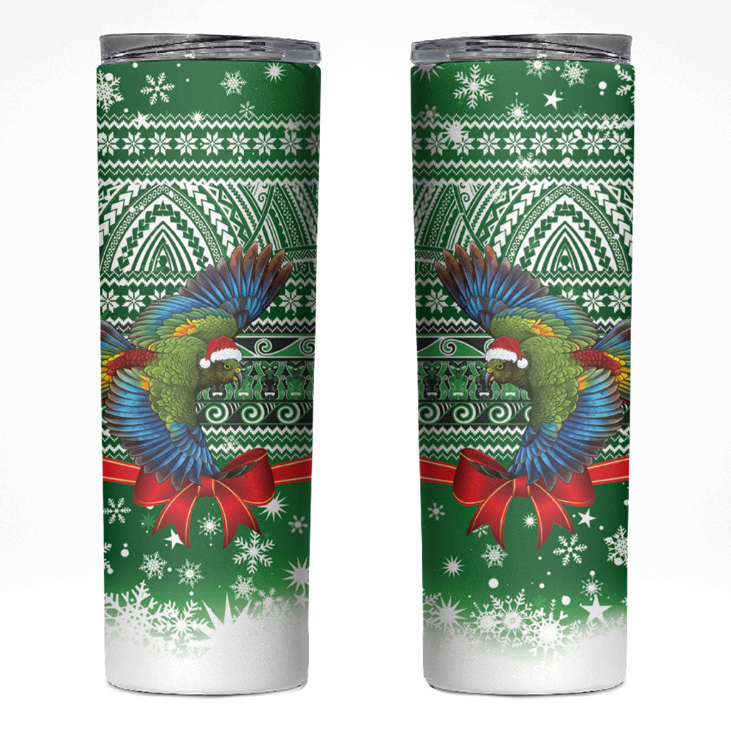 New Zealand Kea Bird Christmas Skinny Tumbler Maori Inspired Knitted Patterns