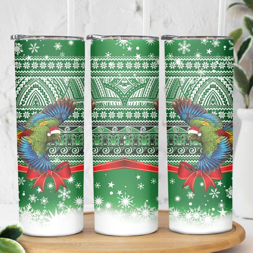New Zealand Kea Bird Christmas Skinny Tumbler Maori Inspired Knitted Patterns