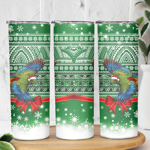 New Zealand Kea Bird Christmas Skinny Tumbler Maori Inspired Knitted Patterns