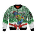 New Zealand Kea Bird Christmas Sleeve Zip Bomber Jacket Maori Inspired Knitted Patterns