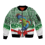 New Zealand Kea Bird Christmas Sleeve Zip Bomber Jacket Maori Inspired Knitted Patterns