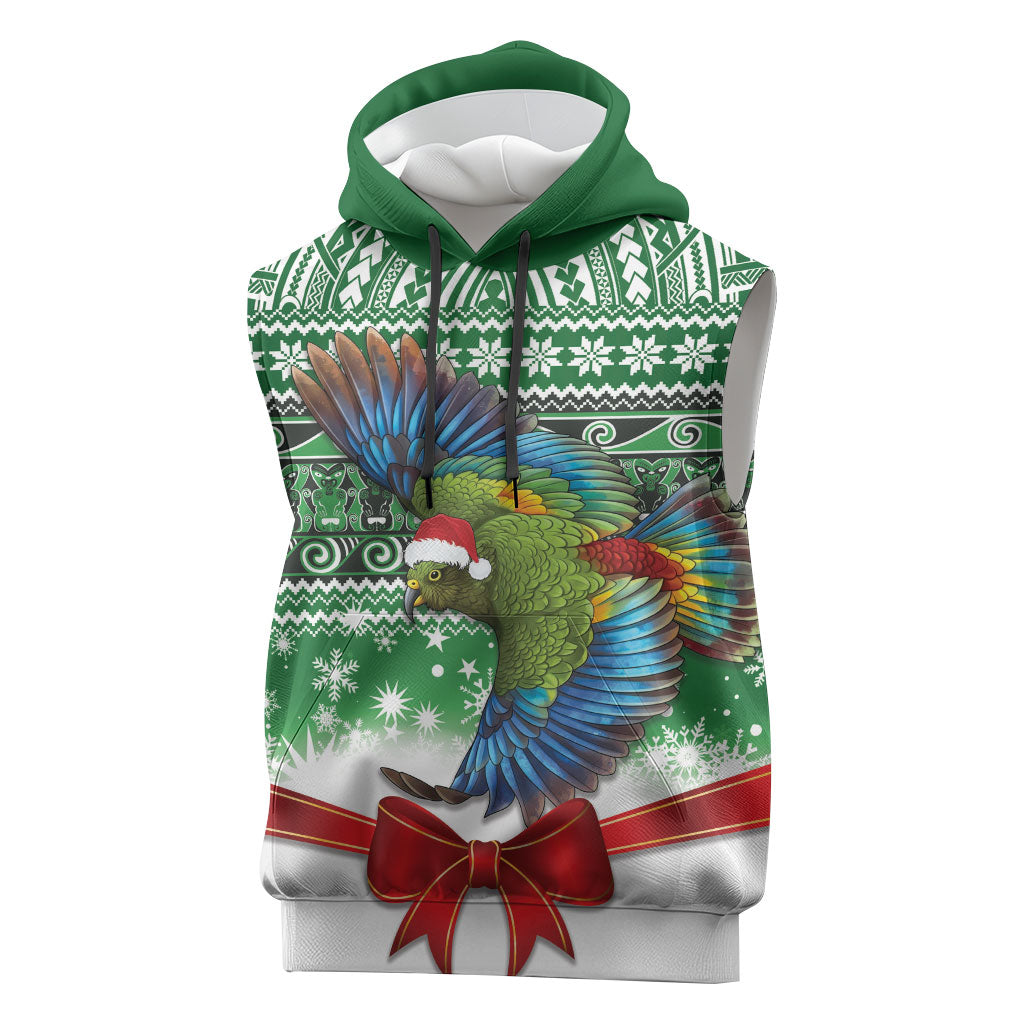 New Zealand Kea Bird Christmas Sleeveless Hoodie Maori Inspired Knitted Patterns