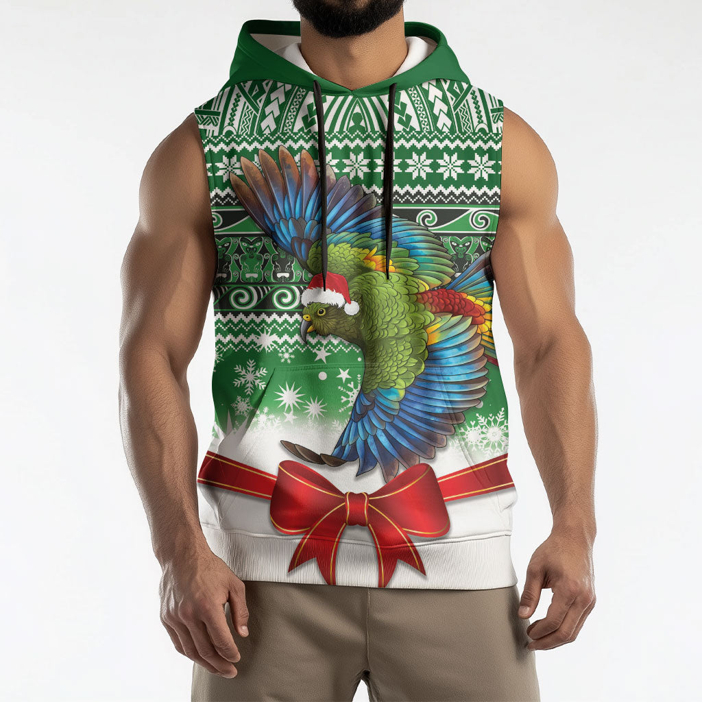 New Zealand Kea Bird Christmas Sleeveless Hoodie Maori Inspired Knitted Patterns