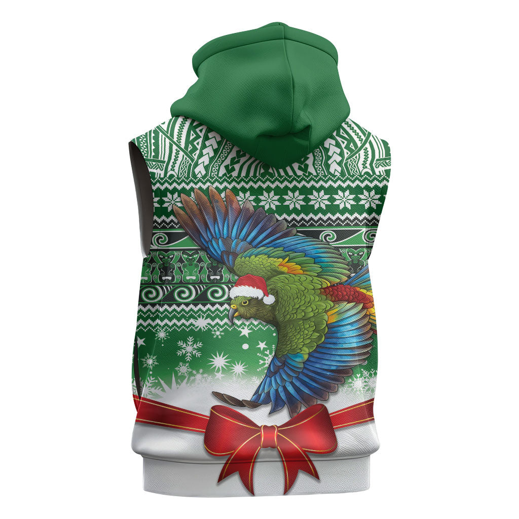 New Zealand Kea Bird Christmas Sleeveless Zip Hoodie Maori Inspired Knitted Patterns