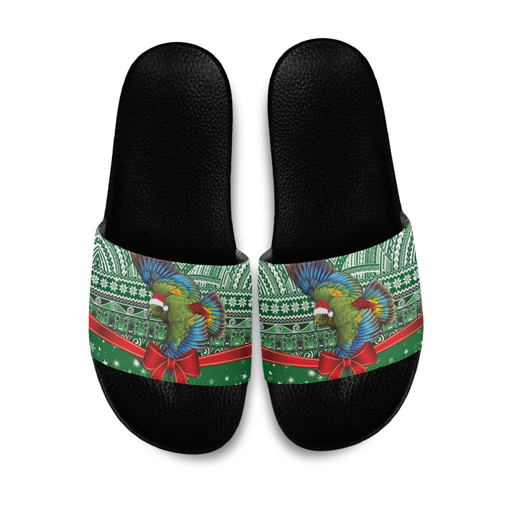 New Zealand Kea Bird Christmas Slide Sandals Maori Inspired Knitted Patterns