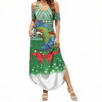 New Zealand Kea Bird Christmas Summer Maxi Dress Maori Inspired Knitted Patterns
