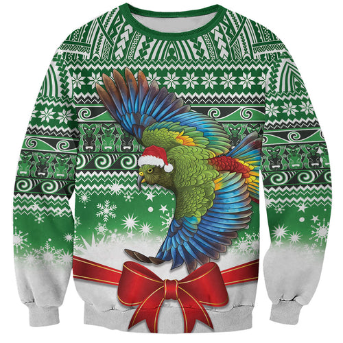 New Zealand Kea Bird Christmas Sweatshirt Maori Inspired Knitted Patterns