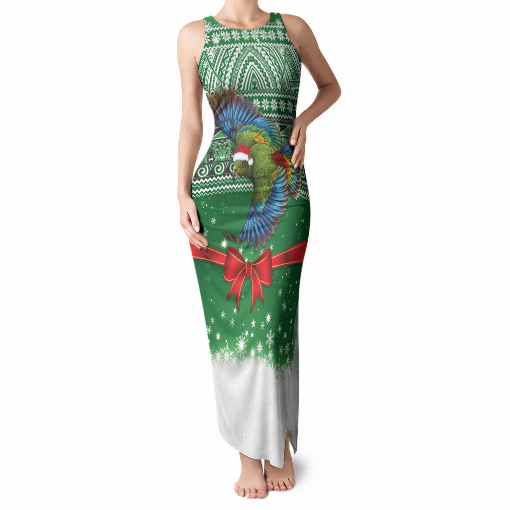 New Zealand Kea Bird Christmas Tank Maxi Dress Maori Inspired Knitted Patterns