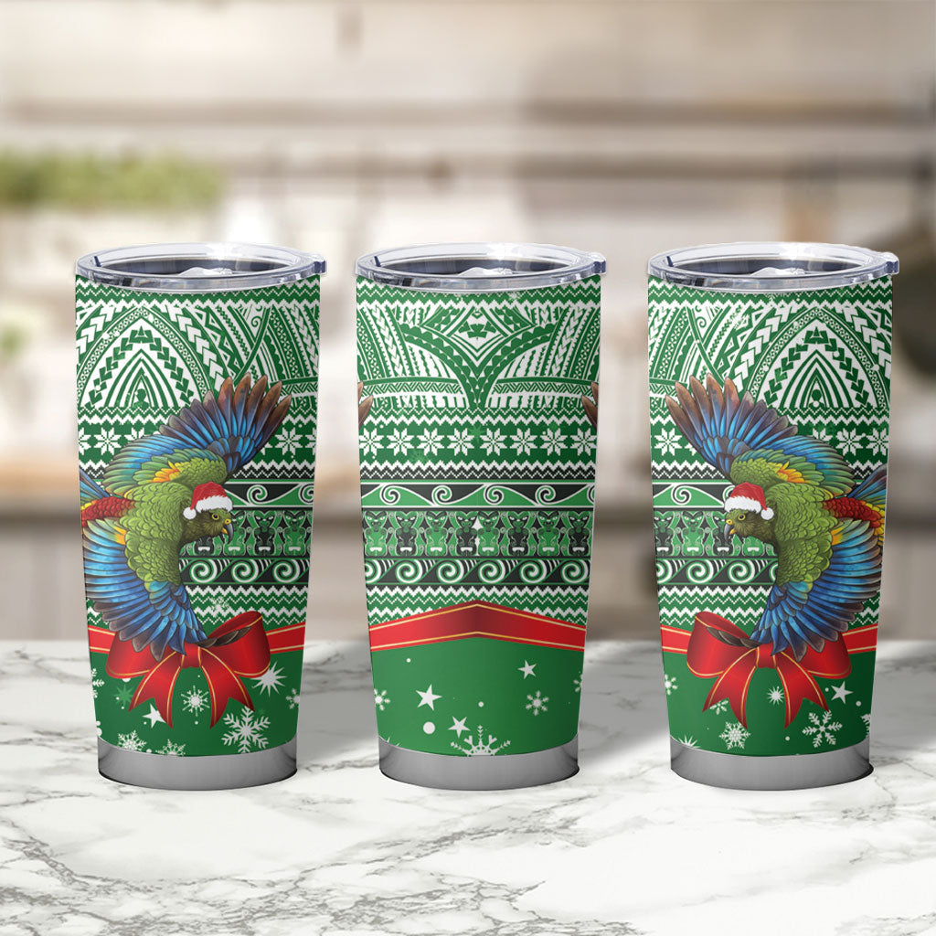 New Zealand Kea Bird Christmas Tumbler Cup Maori Inspired Knitted Patterns