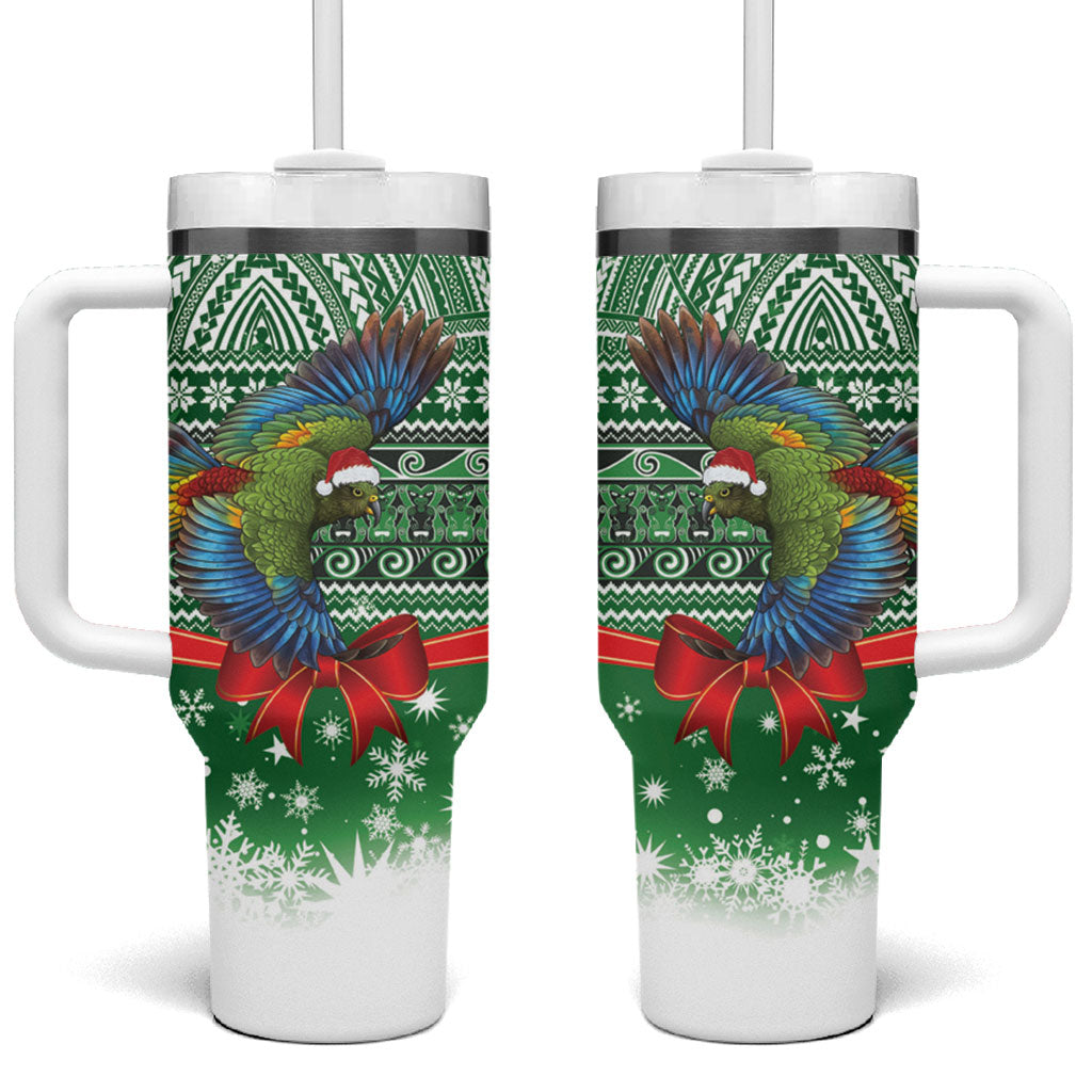 New Zealand Kea Bird Christmas Tumbler With Handle Maori Inspired Knitted Patterns