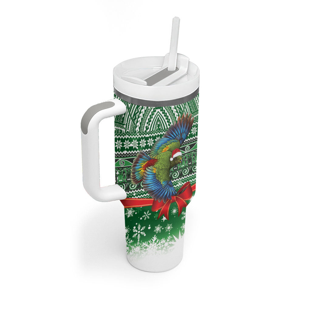 New Zealand Kea Bird Christmas Tumbler With Handle Maori Inspired Knitted Patterns