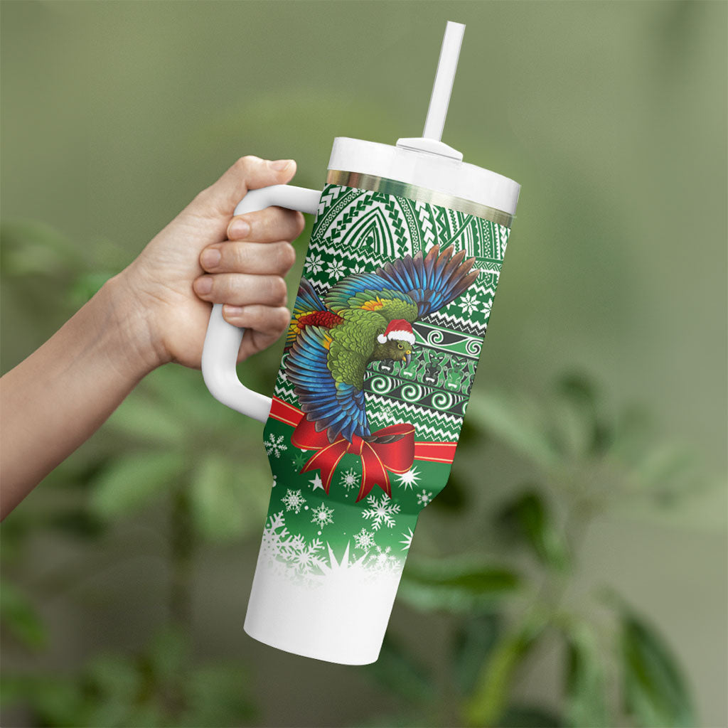 New Zealand Kea Bird Christmas Tumbler With Handle Maori Inspired Knitted Patterns