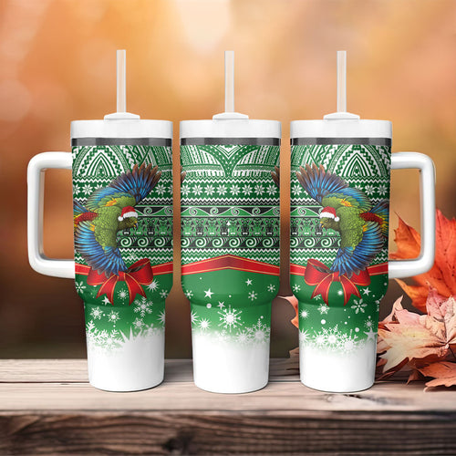 New Zealand Kea Bird Christmas Tumbler With Handle Maori Inspired Knitted Patterns